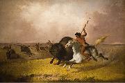 John Mix Stanley Buffalo Hunt on the Southwestern Prairies Germany oil painting artist